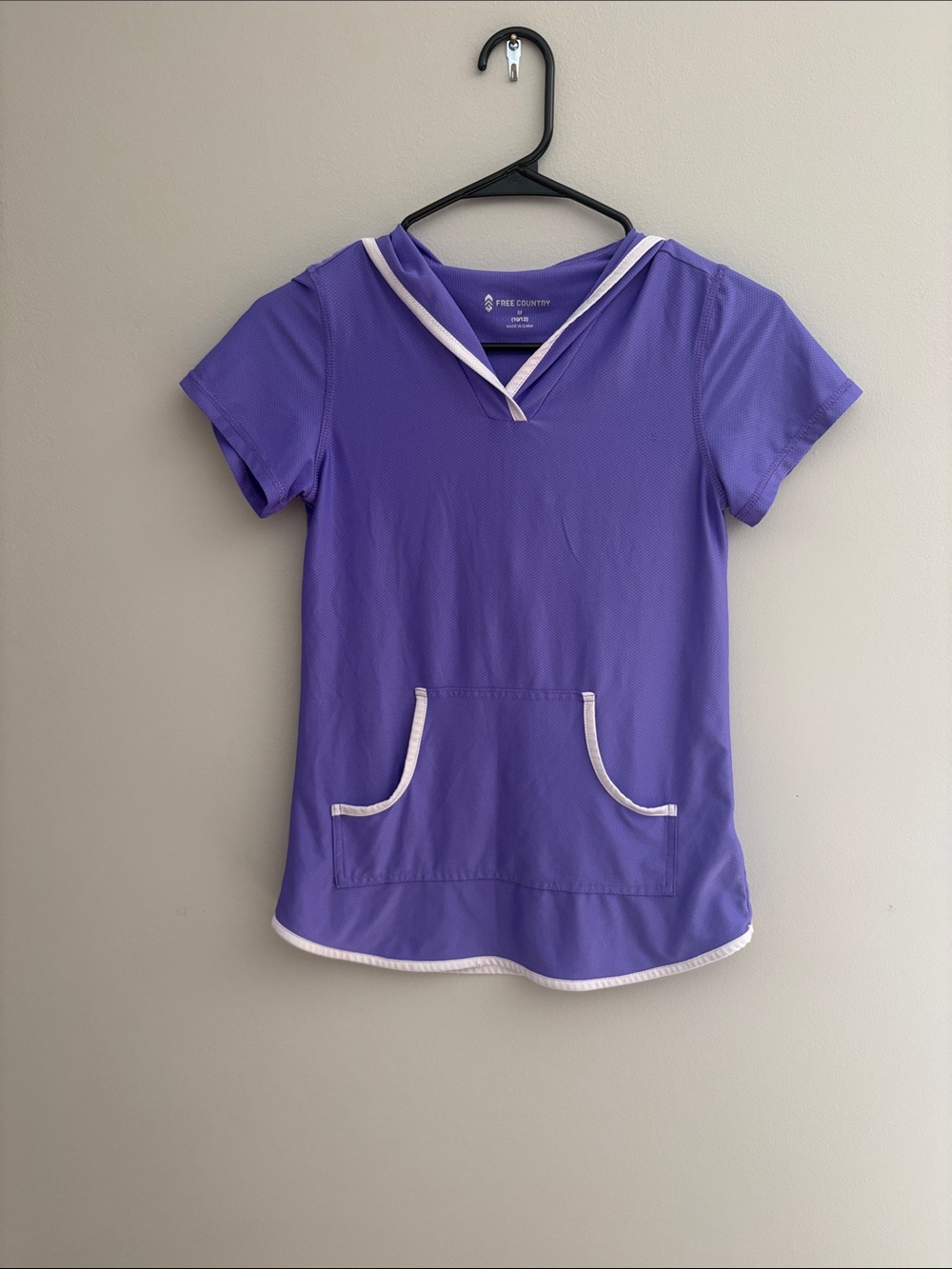 Free Country Purple Kids' Short-Sleeve Swim Coverup with White Trim